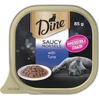 dine wet cat food saucy morsels with tuna 85g