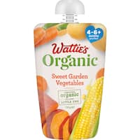 wattie's organic baby food 4-6+ months sweet garden vegetables 120g