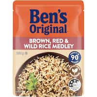 bens original microwave rice brown, red & wild rice medley 250g