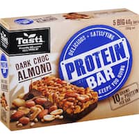 tasti protein bar muesli bars dark choc almond 40g each 5pk