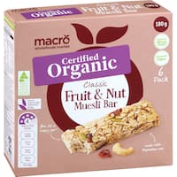 macro organic muesli bars fruit & nut 6pk