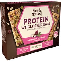 nice & natural protein muesli bars wholeseed cranberry raspberry 5pk