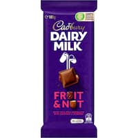 cadbury chocolate block dairy milk fruit & nut 180g