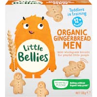 little bellies organic toddler snacks gingerbread men biscuits 130g