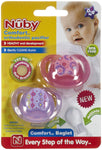 Nuby Prima Orthodontic Pacifiers w/Massaging Bristels - 0-6 Months - 2 Pk - Girl