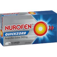 nurofen quickzorb ibuprofen fast pain relief caplets 12pk