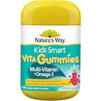 natures way kids smart vita gummies + omega 3 berry flavour pastilles 110pk