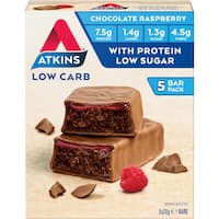 atkins advantage nutrition bar chocolate raspberry 30g 5pk