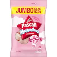 pascall family pack marshmallows vanilla & raspberry 520g