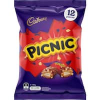 cadbury treat size chocolates picnic 180g 12pk