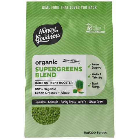 HONEST TO GOODNESS ORGANIC SUPERGREENS BLEND POWDER 1KG