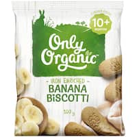 only organic stage 3 baby snacks banana biscotti 8+ months 100g