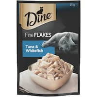 dine fine flakes wet cat food tuna & white fish 35g