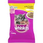 whiskas kitten wet cat food tender chicken favourites with gravy 4pk