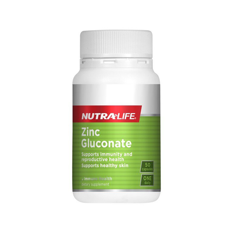 Nutra-Life Zinc Gluconate 50 capsules Short Dated : 09/08/2022