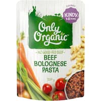 only organic kindy kids meal beef bolognese pasta 220g