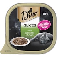 dine wet cat food slices with succulent chicken 85g