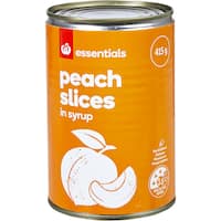 essentials peaches in syrup 415g