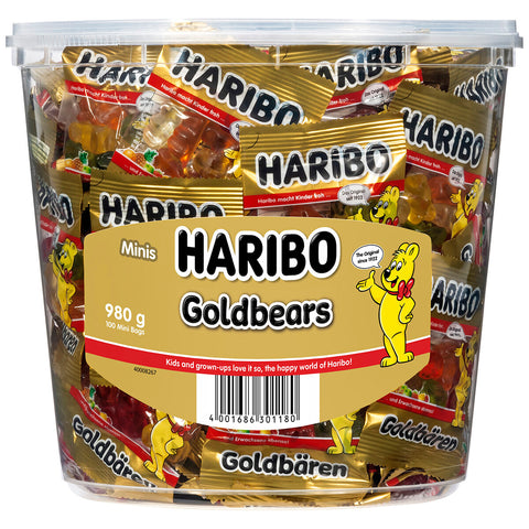 HARIBO GOLDBEARS 100 MINIBAGS TUB 980G