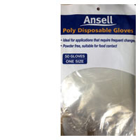 Ansell Gloves Poly Disposable 50pk