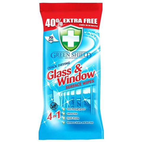 Greenshield Glass & Window Wipes 70 Pack