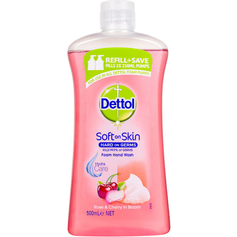 Dettol Antibacterial Foaming Hand Wash Rose & Cherry refill 500ml