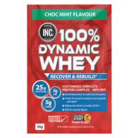 inc 100 dynamic whey choc mint 36g single serve sachet