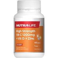 nutra-life high strength vit c vit d & zinc 60 tablets
