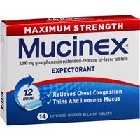 mucinex maximun strength chesty cough 14 tablets