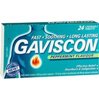 gaviscon original peppermint 24 chewable tablets