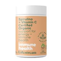 lifestream spirulina + vitamin c certified organic  120 vegecapsules