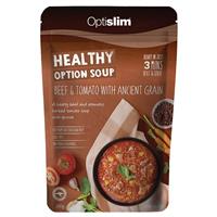 optislim healthy option soup beef & tomato with ancient grain 300g