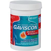 gaviscon double strength peppermint 60 chewable tablets