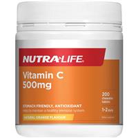 nutra-life vitamin c 500mg 200 chewabletablets