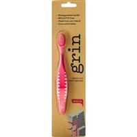 grin kids biodegradable toothbrush pink 1 pack