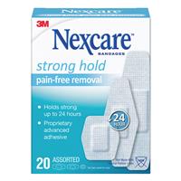nexcare strong hold pain-free removal strips 20 pack assorted