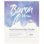 byron home triple scented soy candle lemongrass ginger & bergamot