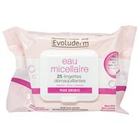 evoluderm eau micellaire cleansing wipes 25