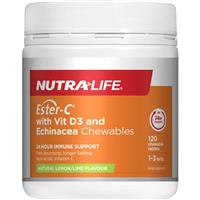 nutra-life ester c 1000mg + vit d chews 120 tablets