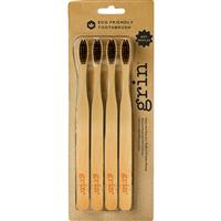 grin charcoal-infused bamboo toothbrush soft 4 pack