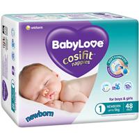 babylove cosifit bulk nappies newborn 48 pack