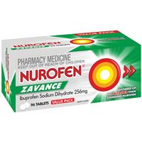 nurofen ibuprofen zavance fast pain relief  96 tablets