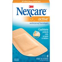 nexcare active waterproof knee and elbow plasters 8 pack