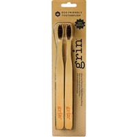 grin charcoal-infused bamboo toothbrush soft twin pack