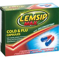 lemsip max cold & flu with decongestant 16 capsules