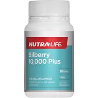 nutra-life bilberry 10000 plus 30 tablets