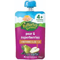 raffertys garden 4+ months pear and superberries 120g