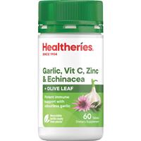 healtheries garlic vit c zinc & echinacea with olive leaf 60 tablets Exp 17/12/2022