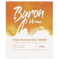 byron home triple scented soy candle lime coconut & melon