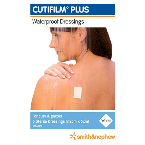 cutifilm plus waterproof dressings hypo 7.2x5cm 5 pack